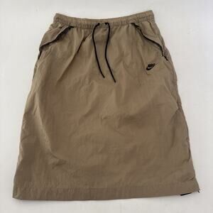 Nike Womens Large Nylon Skirt Tan Zip Mesh Panel Utility Techwear Gorpcore